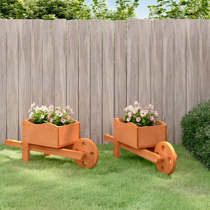 Jardineras Forma De Carretilla 2 Uds Madera Abeto 47x15x19 Cm_1