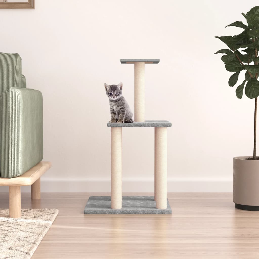 Rascador Para Gatos Con Postes De Sisal Gris Claro 85,5 Cm_1