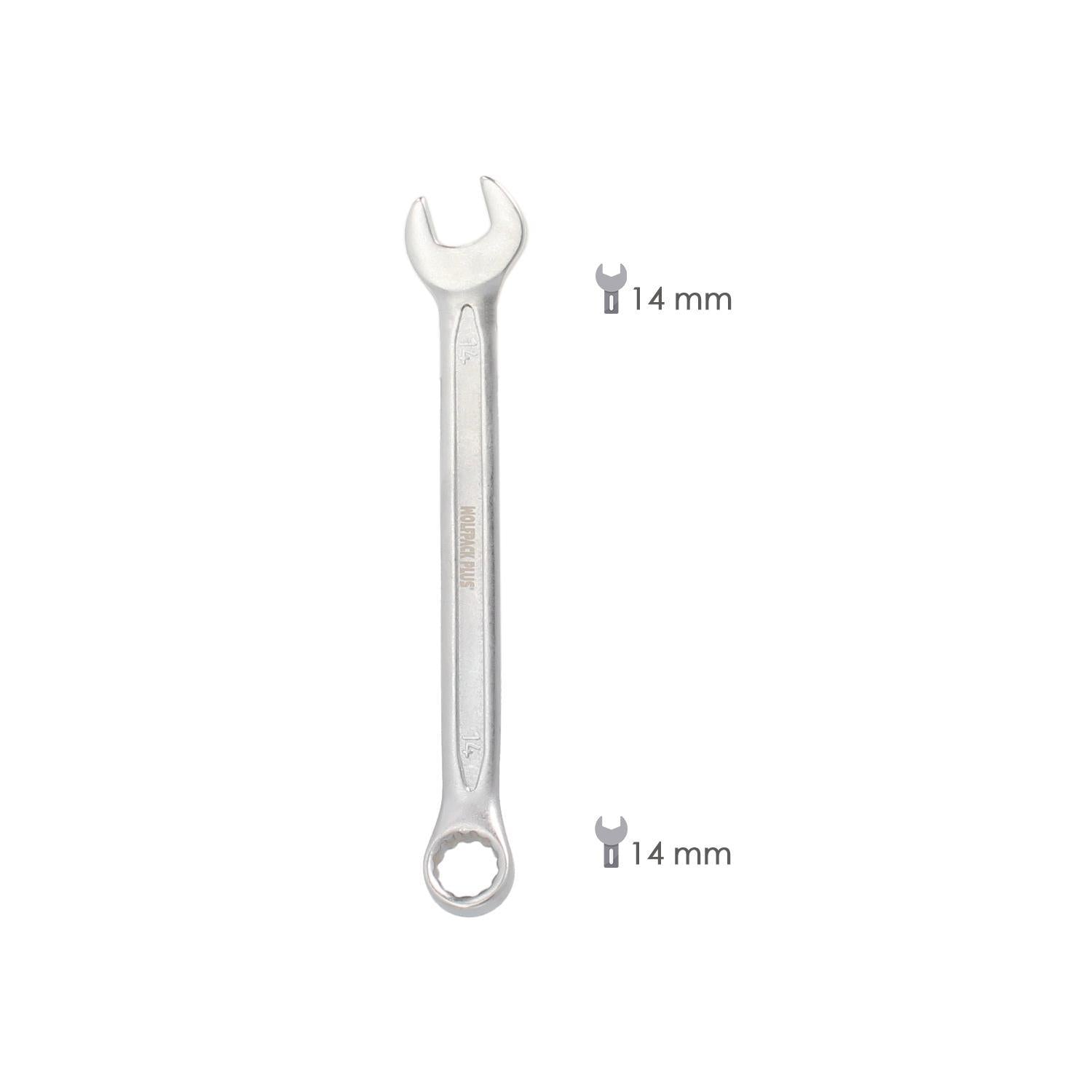 Llave Combinada Plus 14x14 Acero Cromo Vanadio Din 3113. Llave Doble Boca, Llave Fija, Llave Estrella_1