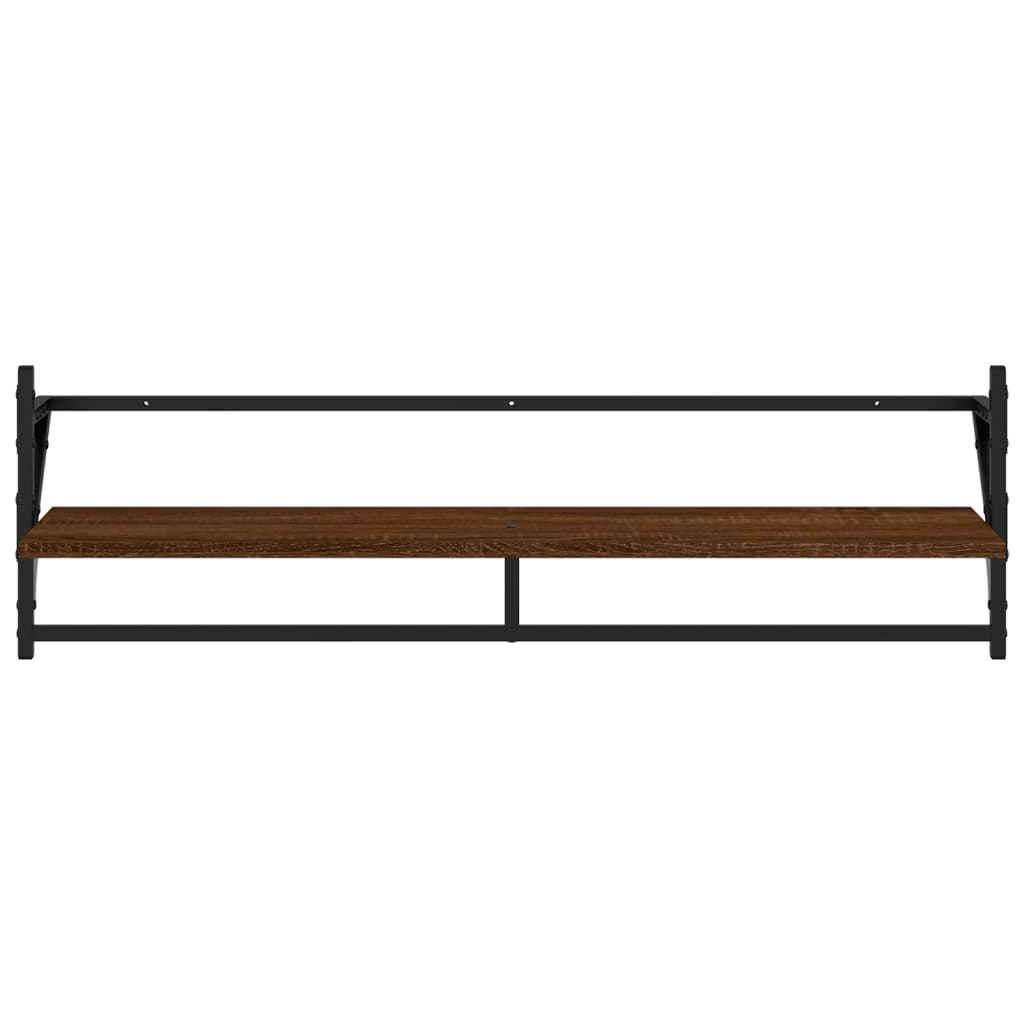 Estantes De Pared Con Barras 2 Uds Marrón Roble 100x25x30 Cm / Vetonek_0