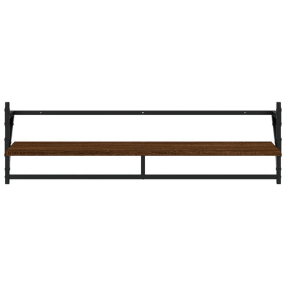Estantes De Pared Con Barras 2 Uds Marrón Roble 100x25x30 Cm / Vetonek_0