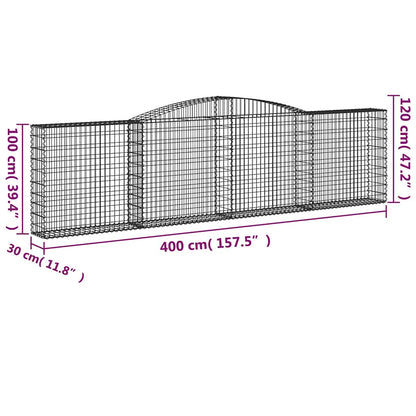 Cestas De Gaviones 8 Uds Forma De Arco Hierro 400x30x100/120 Cm_5