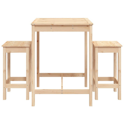 Vidaxl Set De Mesa Y Taburetes Altos 3 Piezas Madera Maciza De Pino_3
