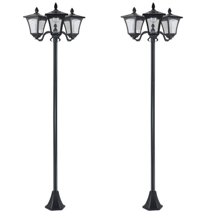 Farolas Solares Outsunny Plástico, Acero Inoxidable Negro 51.5x47x182.5 Cm_0