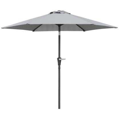 Outsunny Sombrilla Terraza Exterior Ø230 Cm Con Ángulo Ajustable Gris_4