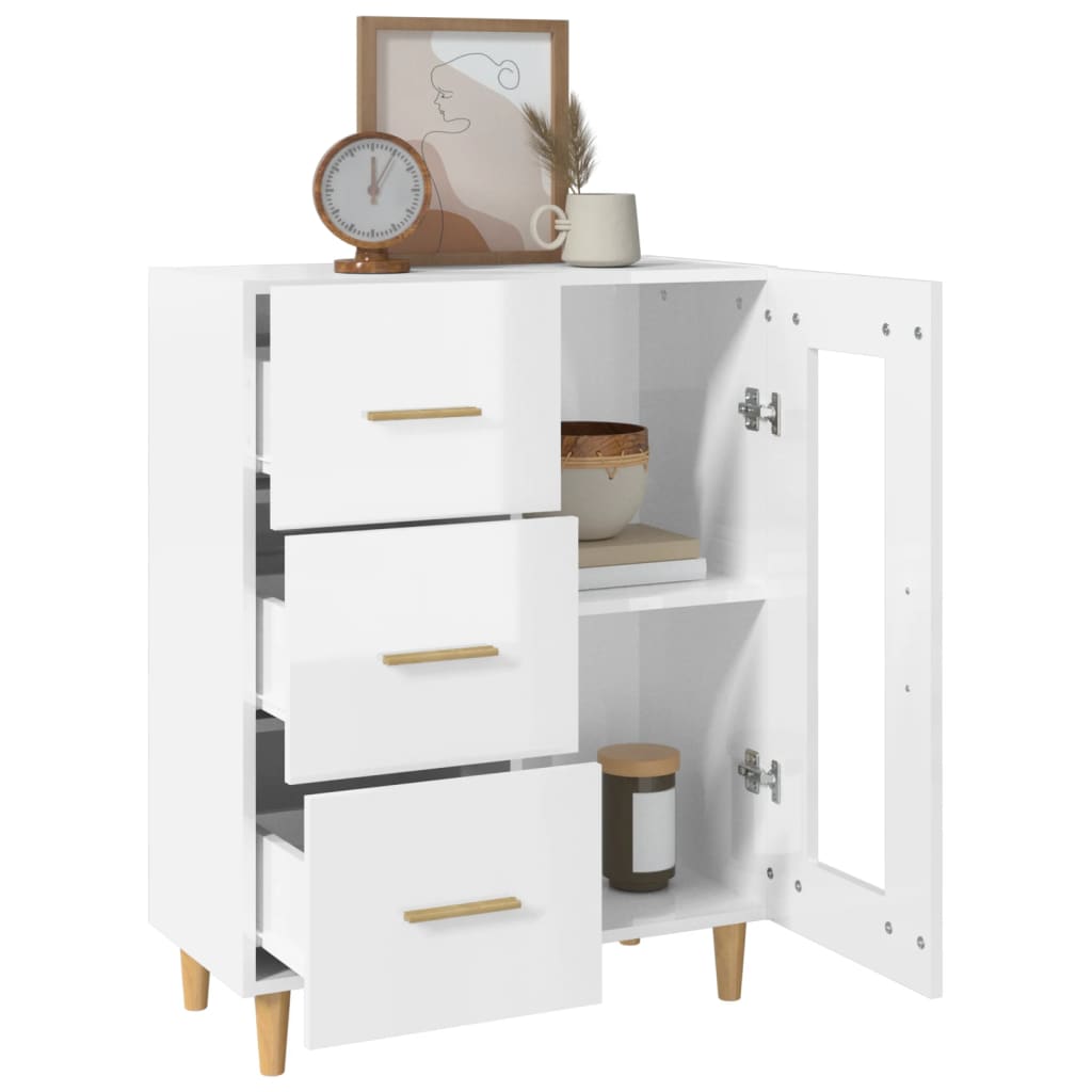 Aparador De Madera Contrachapada Blanco Brillante 69,5x34x90 Cm / Vetonek_0
