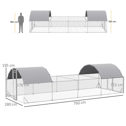 Pawhut Gallinero Exterior De Acero Galvanizado 7,6x2,8x1,95 M Con 4 Pisos Plata_2