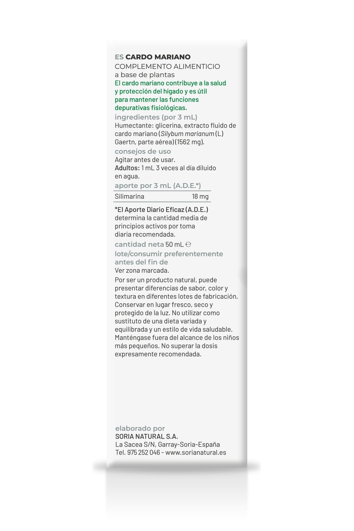 Embalagem com 2 extratos de cardo mariano da Soria Natural, 50 ml