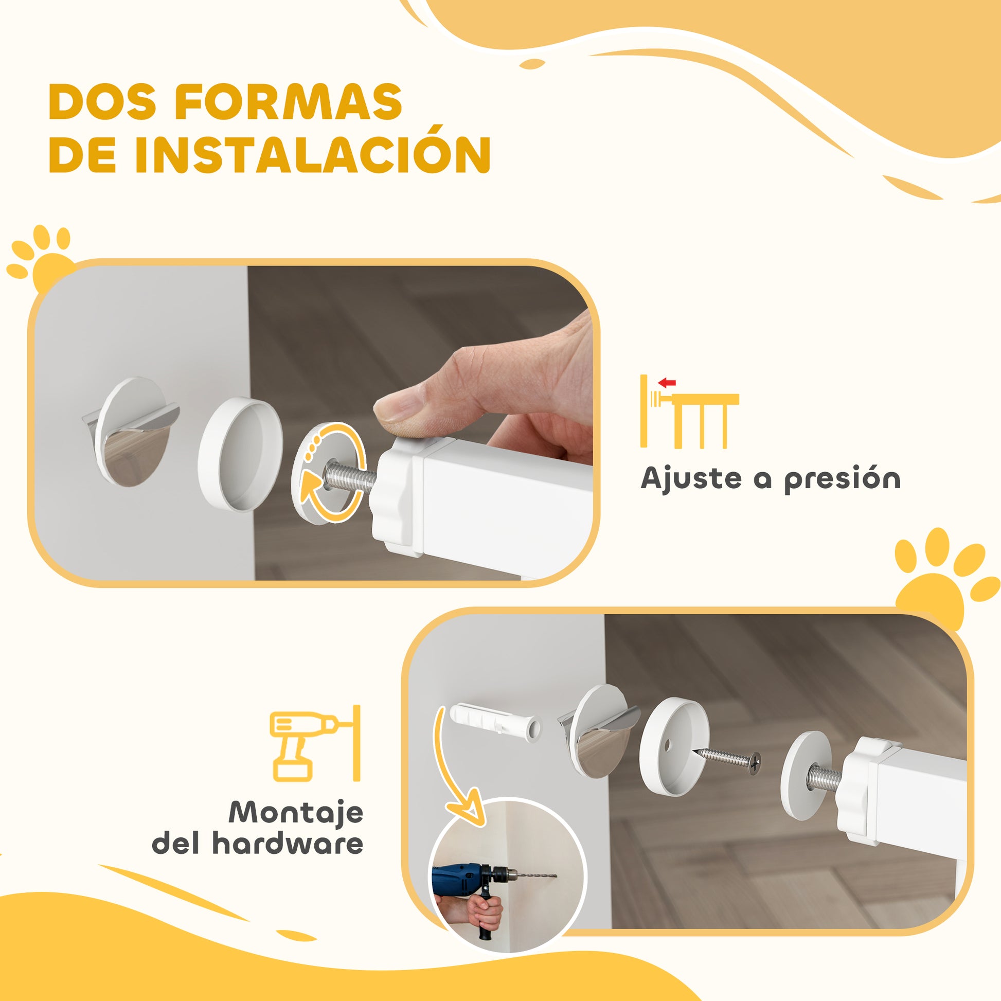 Pawhut Barrera De Seguridad Para Perros Con Ancho Ajustable 76-104 Cm Blanco_5