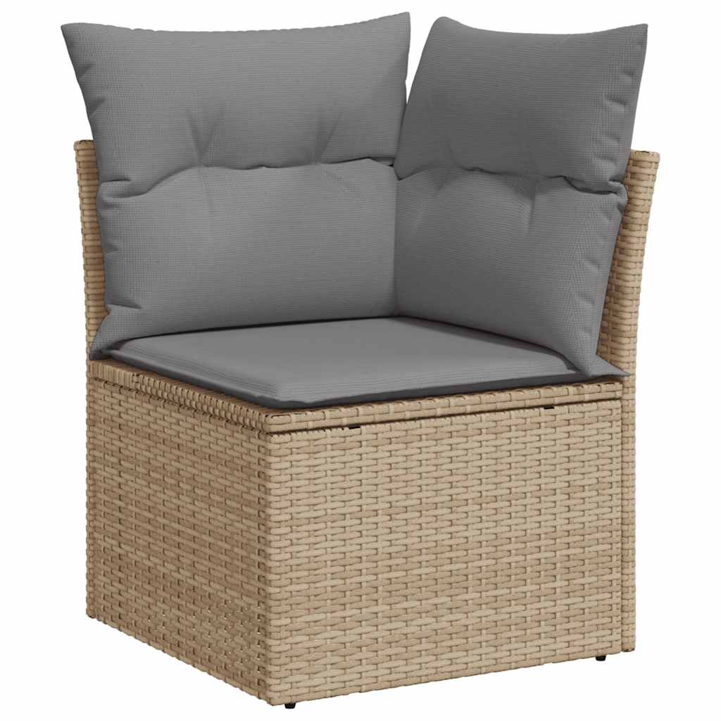 Set De Sofás De Jardín 11pzas Con Cojines Ratán Sintético Beige / Vetonek_3