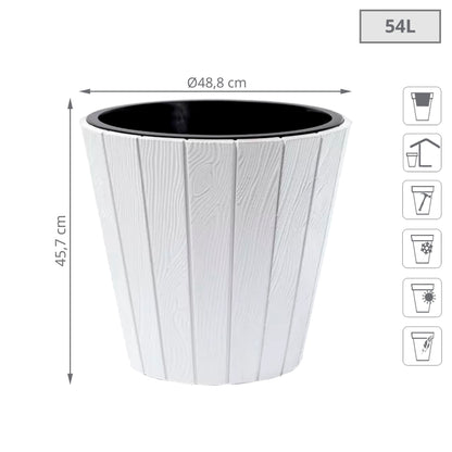 Maceta Woode 54l., Dimensiones (mm) 488x488x457, Color Blanco_1