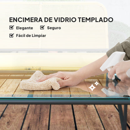 Outsunny Conjunto Jardín Exterior De Ratán Con 2 Sillones Sofá De 2 Plazas Mesa_5