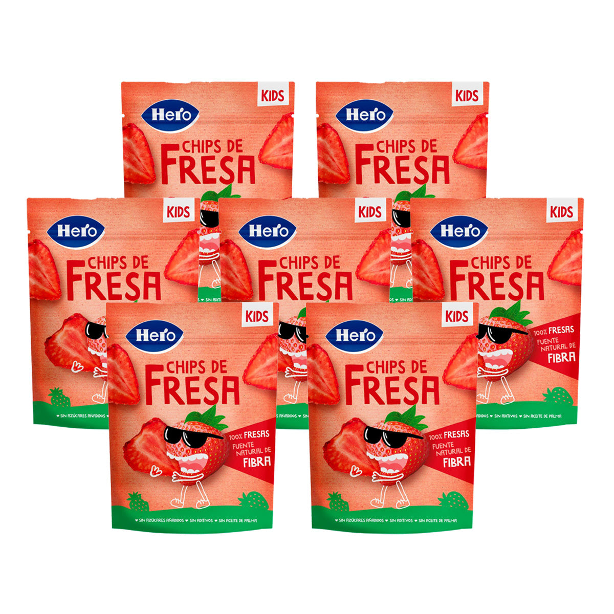 Pack de 7x Hero Kids Morango Chips 12g