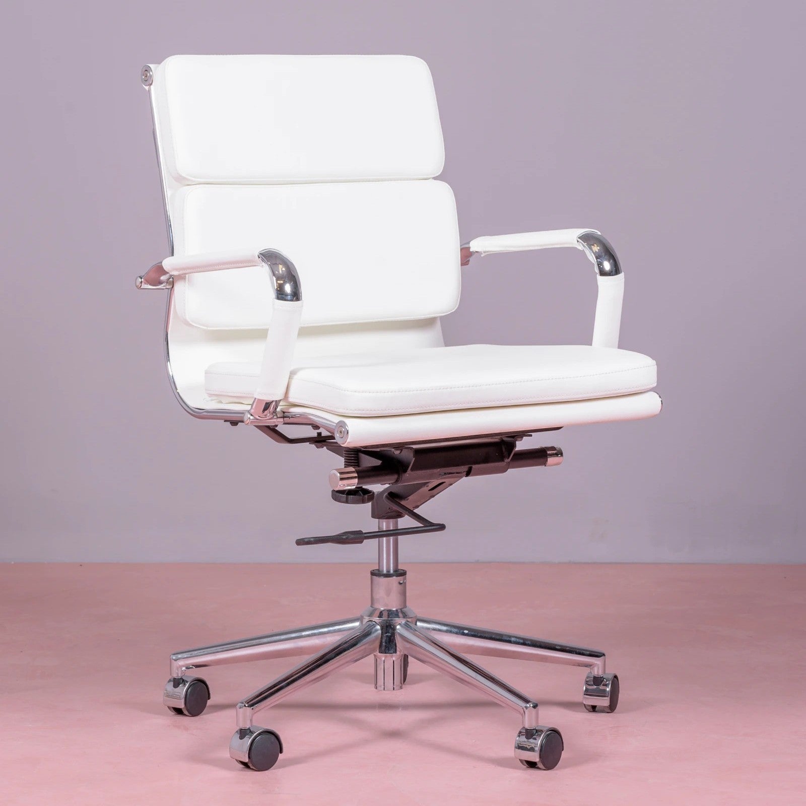 Silla De Escritorio Con Ruedas Y Respaldo Acolchado En Polipiel - Alu S_0