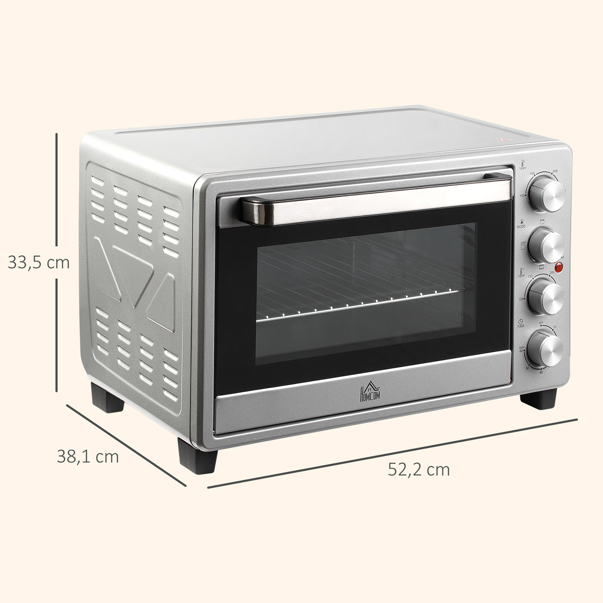 Homcom Mini Horno Eléctrico 32l 1600w 52,2x38,1x33,5 Cm Plata_2