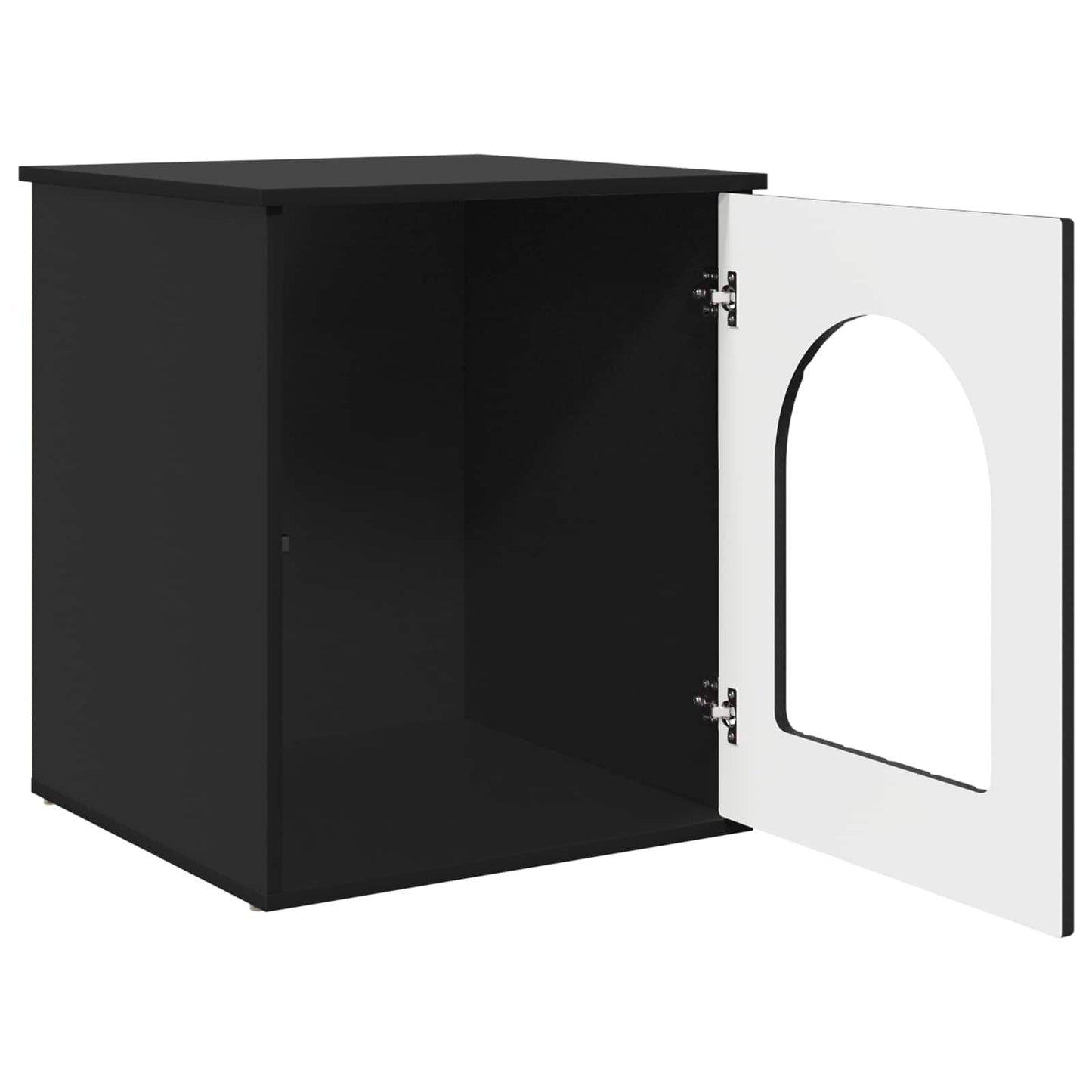 Casa Para Gatos Negro 53 X 52 X 62 Cm Madera De Ingeniería_4