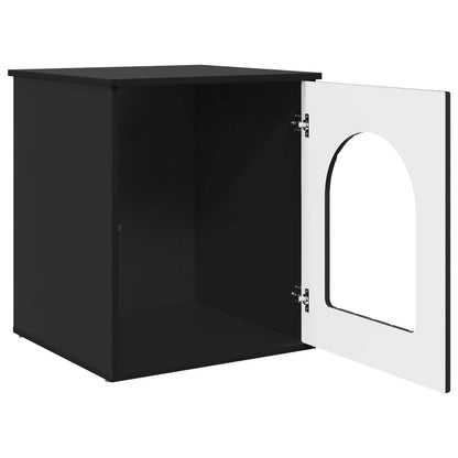 Casa Para Gatos Negro 53 X 52 X 62 Cm Madera De Ingeniería_4