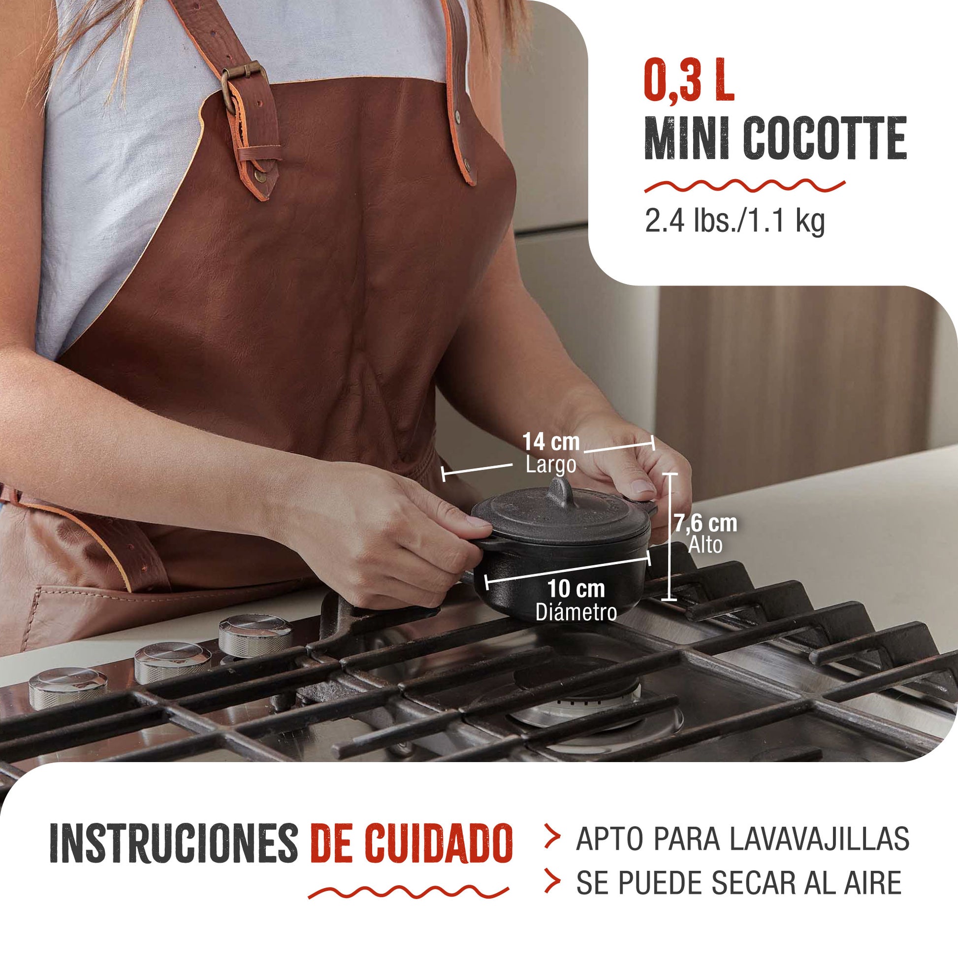 Victoria Mini Cocotte Inducción Hierro Fundido Esmaltado 10cm, 0,3 L, 1-2 Raciones, Sin Ptfe Ni Pfoa, 39202, Negro_4
