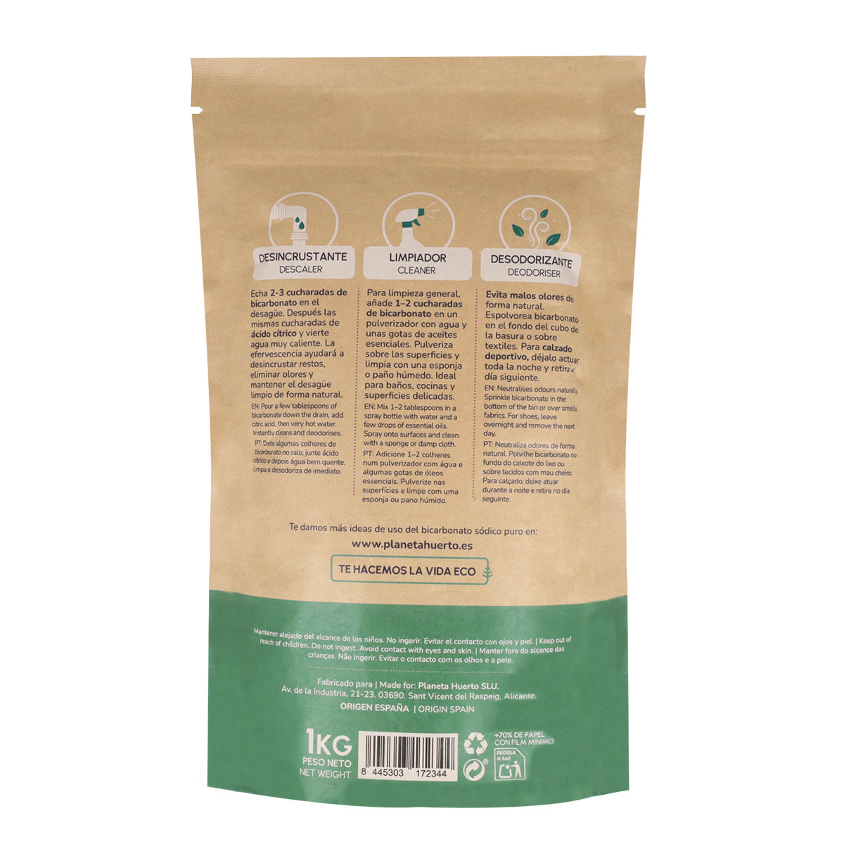 Pack 3x Planeta Huerto Bicarbonato de Sódio 1 Kg