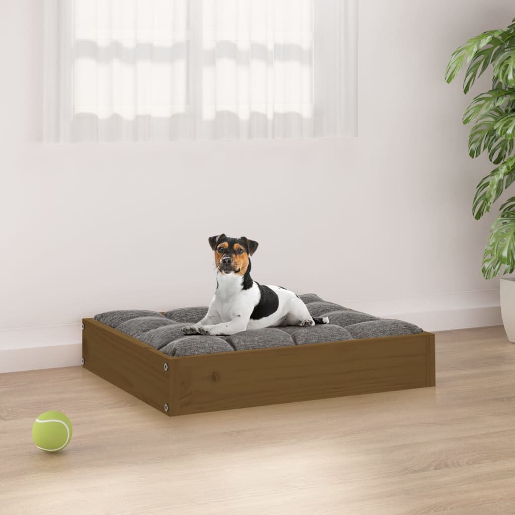 Vidaxl Cama Para Perros Madera Maciza Pino Marrón Miel 51,5x44x9 Cm_1