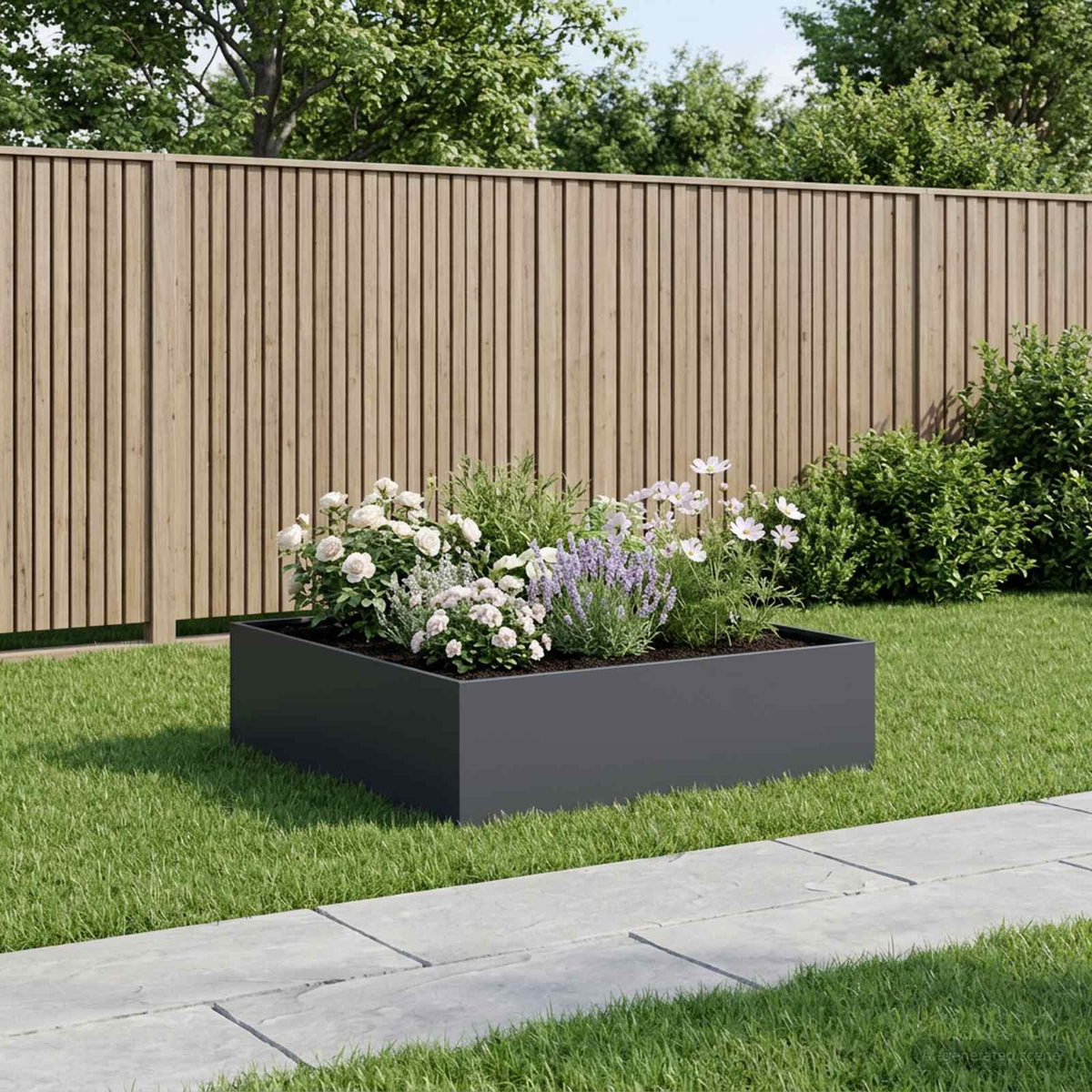 Macetero De Jardín Gris Antracita 80 X 80 X 30 Cm_1