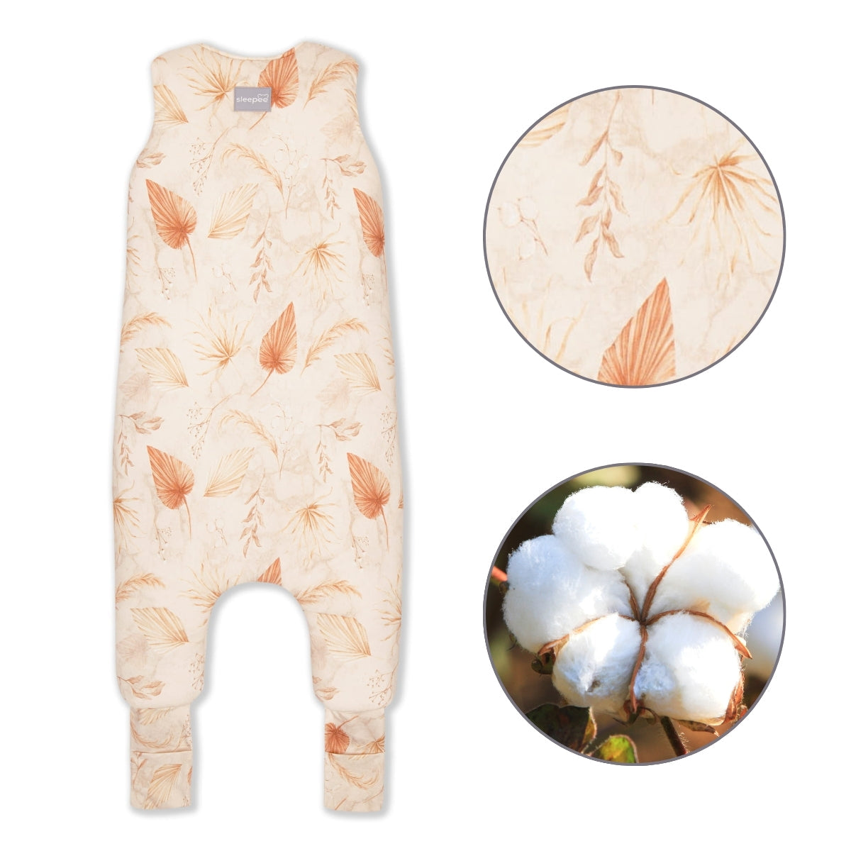 Saco De Dormir Con Pies Reversible T-s Jersey Algodón Bohemian Sand-bohemian Botanic_3
