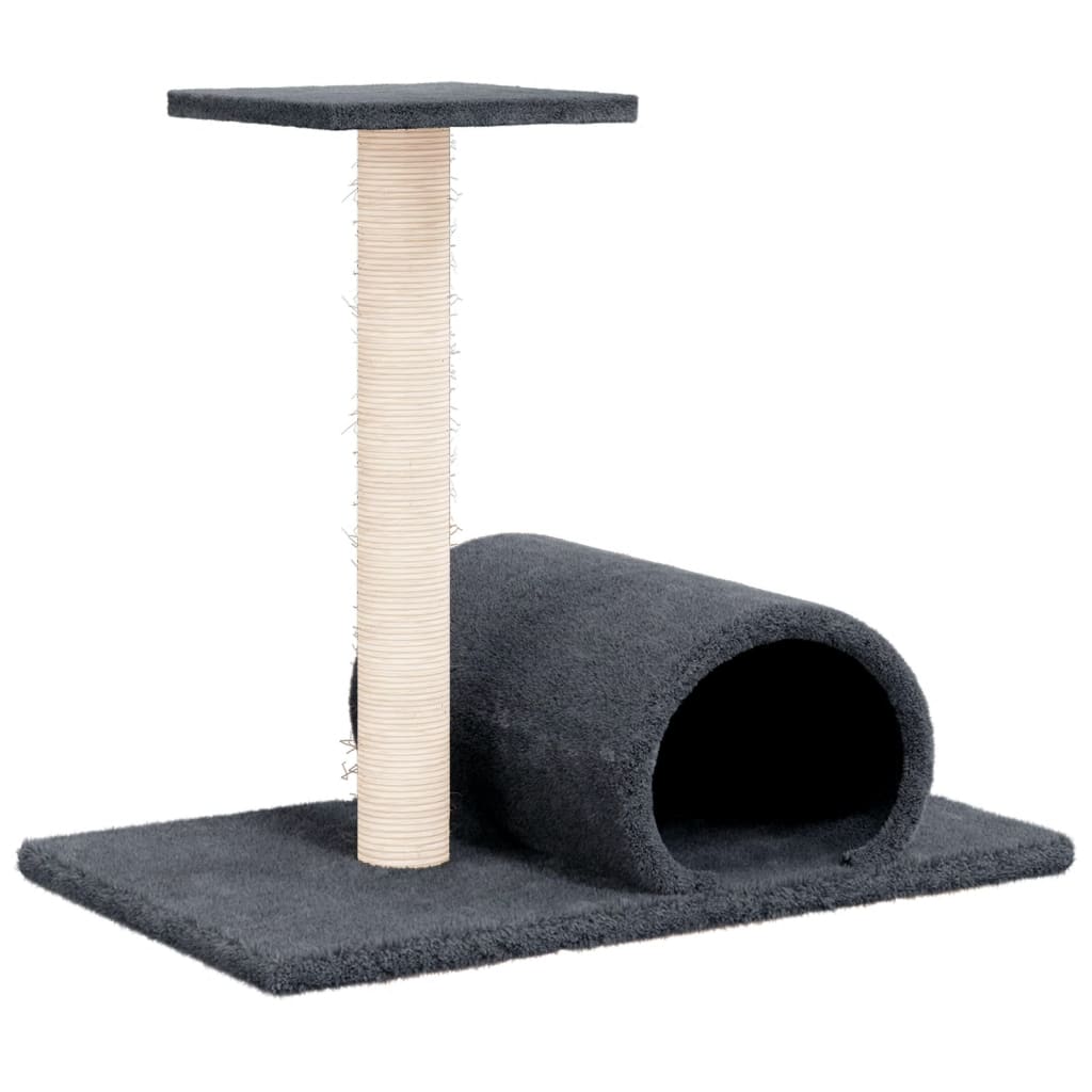 Poste Rascador Para Gatos Con Túnel Gris Oscuro 60x34,5x50 Cm_0