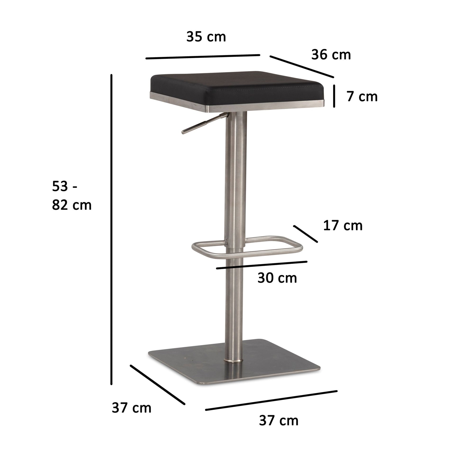 Taburete De Bar Negro De Piel Sintética De Acero Inoxidable_3