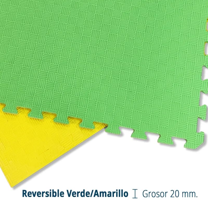 Artatami® Tatami Puzzle 1x1x20 mm Amarillo - Verde Pack Ahorro【10 Unidades】Gimnasios - Fitness - Pilates - Yoga_4