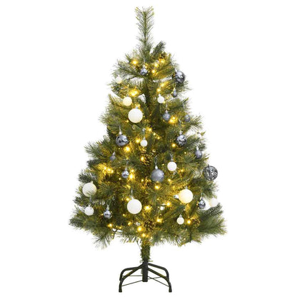 Vidaxl Árbol Navidad Artificial Con Bisagras 150 Led Y Bolas 120 Cm_0