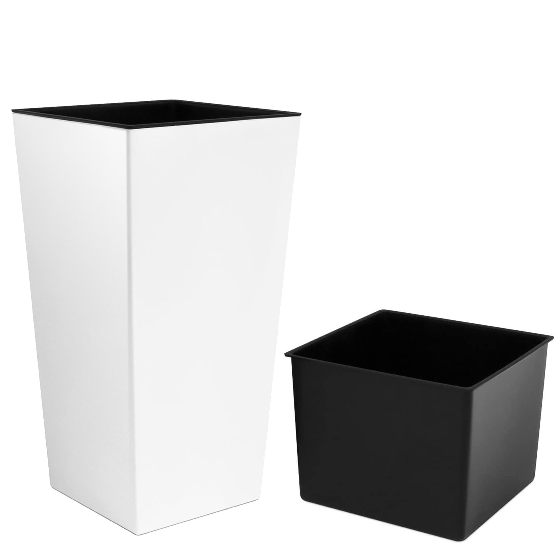 Macetero Zanvic Urbi 26,6 Litros De Plástico Fower Pot Con Interior Liner 27 X 27 X 50 Cm Blanco_4
