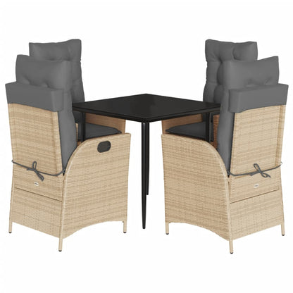 Set Comedor De Jardín 5 Pzas Con Cojines Ratán Sintético Beige / Vetonek_2