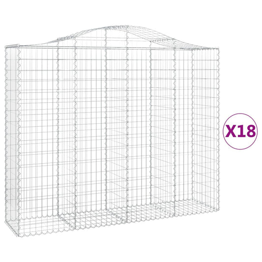 Cestas Gaviones 18 Uds Forma De Arco Hierro 200x50x160/180 Cm_0