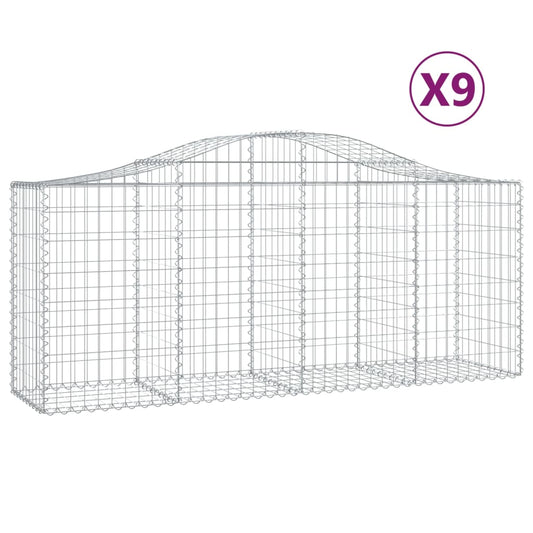 Cestas De Gaviones 9 Uds Forma De Arco Hierro 200x50x80/100 Cm_0