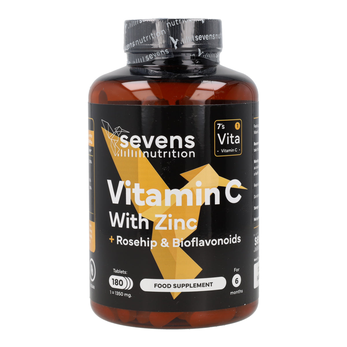 Vitamina C con Zinc Bioflavonoides y Rosa Mosqueta Sevens Nutrition 180 cápsulas