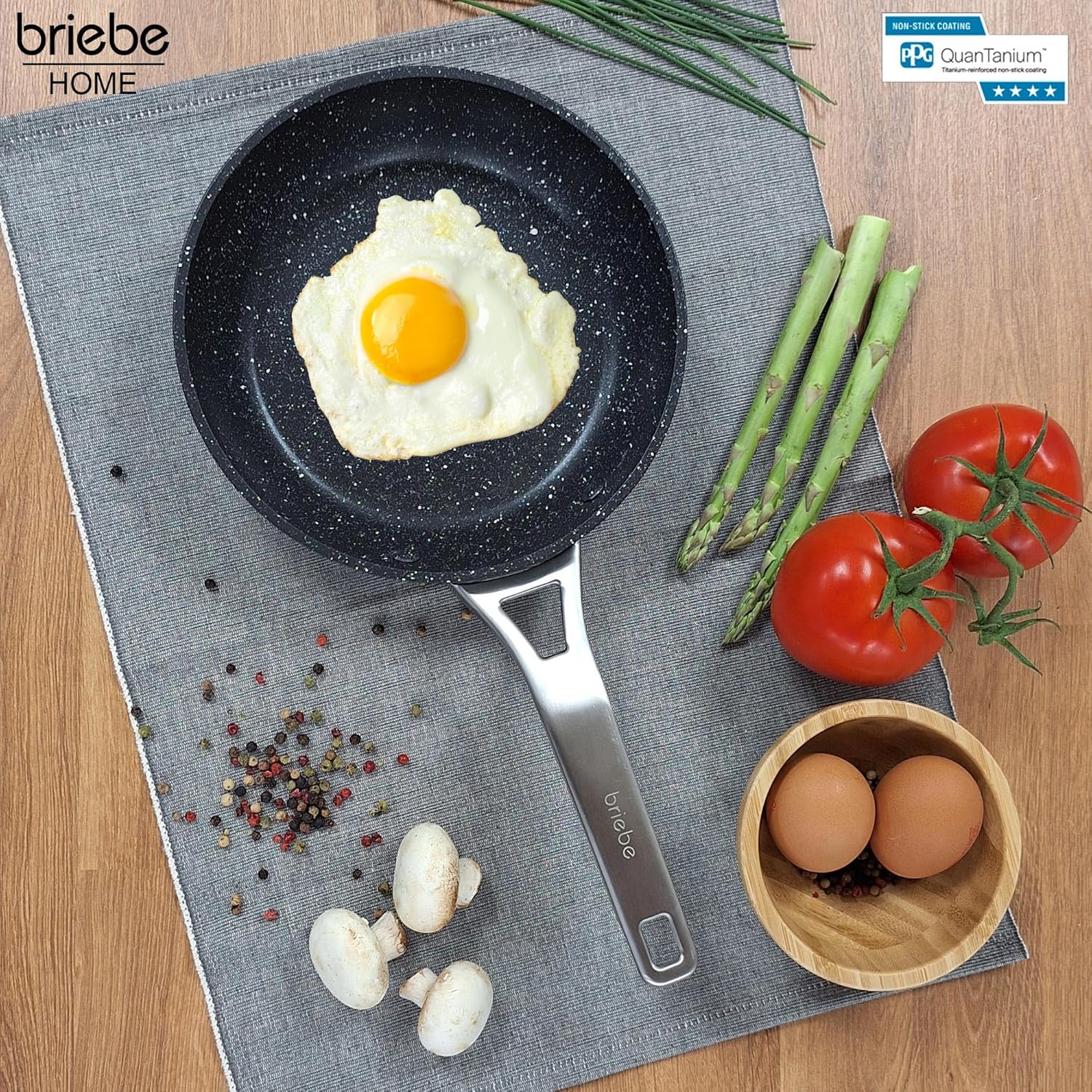 Briebe Set 3 Sartenes Antiadherentes Inducción Titanio 18-20-24cm, Aluminio Forjado Antiadherente, Black Titanium_1