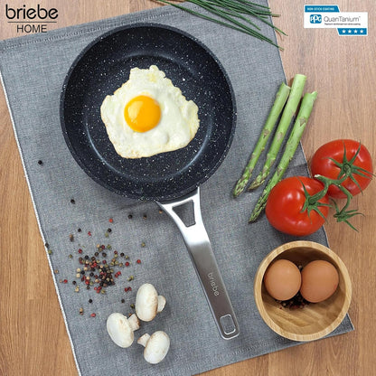 Briebe Set 3 Sartenes Antiadherentes Inducción Titanio 18-20-24cm, Aluminio Forjado Antiadherente, Black Titanium_1