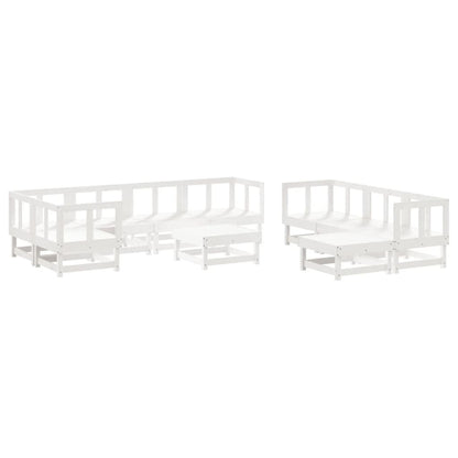 Vidaxl Juego De Muebles De Jardín 10 Piezas Madera Maciza Pino Blanco_0