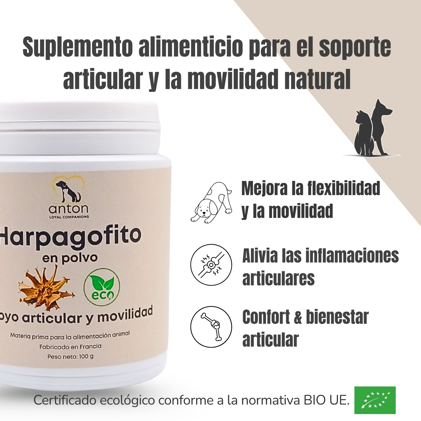 Suplemento natural para perros y gatos – Harpagofito ECO - 100g_1