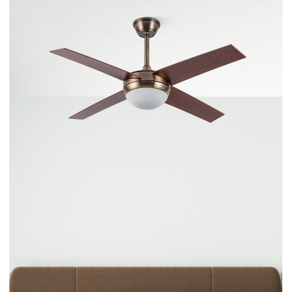 Ventilador Dc Ciro 2xe27 Cuero 4 Asp. Nogal 35/45x116,8d Remoto Y Temporizador_2