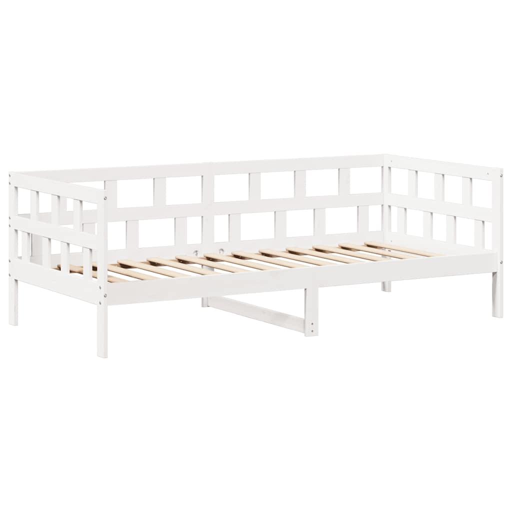 Sofá Cama Con Techo Madera Maciza De Pino Blanco 80x200 Cm_5