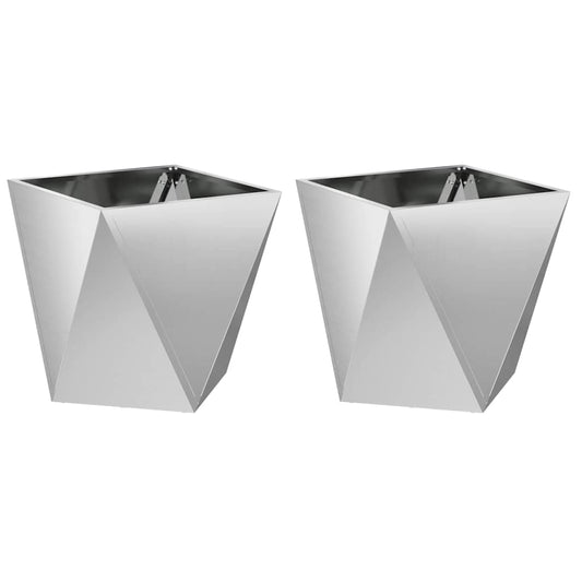 Jardinera 2 Pcs Plateado 40 X 40 X 40 Cm Acero Galvanizado_0