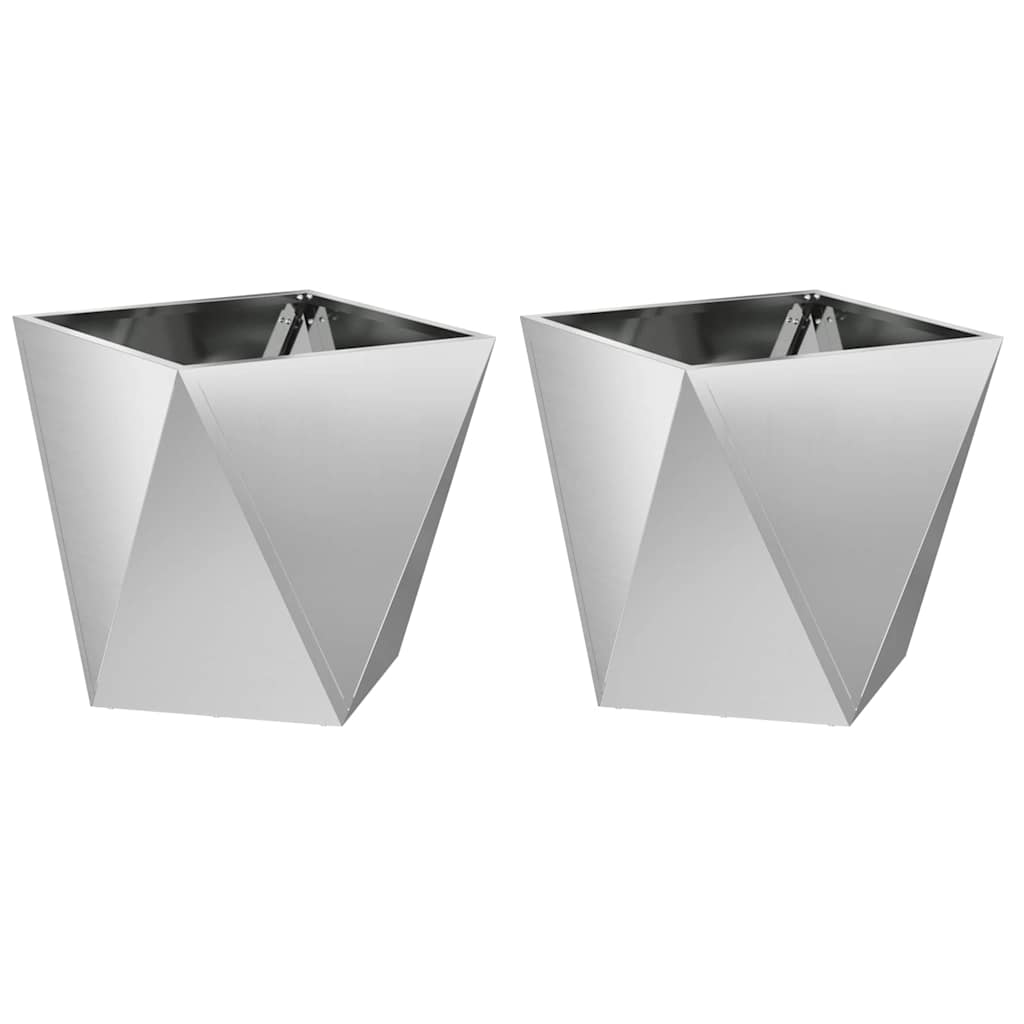 Jardinera 2 Uds. Plateado 50 X 50 X 50 Cm Acero Galvanizado_0