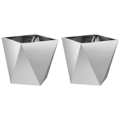 Jardinera 2 Uds. Plateado 50 X 50 X 50 Cm Acero Galvanizado_0