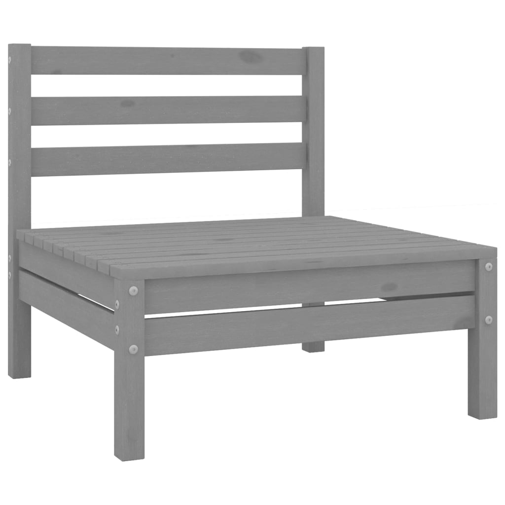 Juego De Muebles De Jardín 8 Piezas Madera Maciza De Pino Gris / Vetonek_3