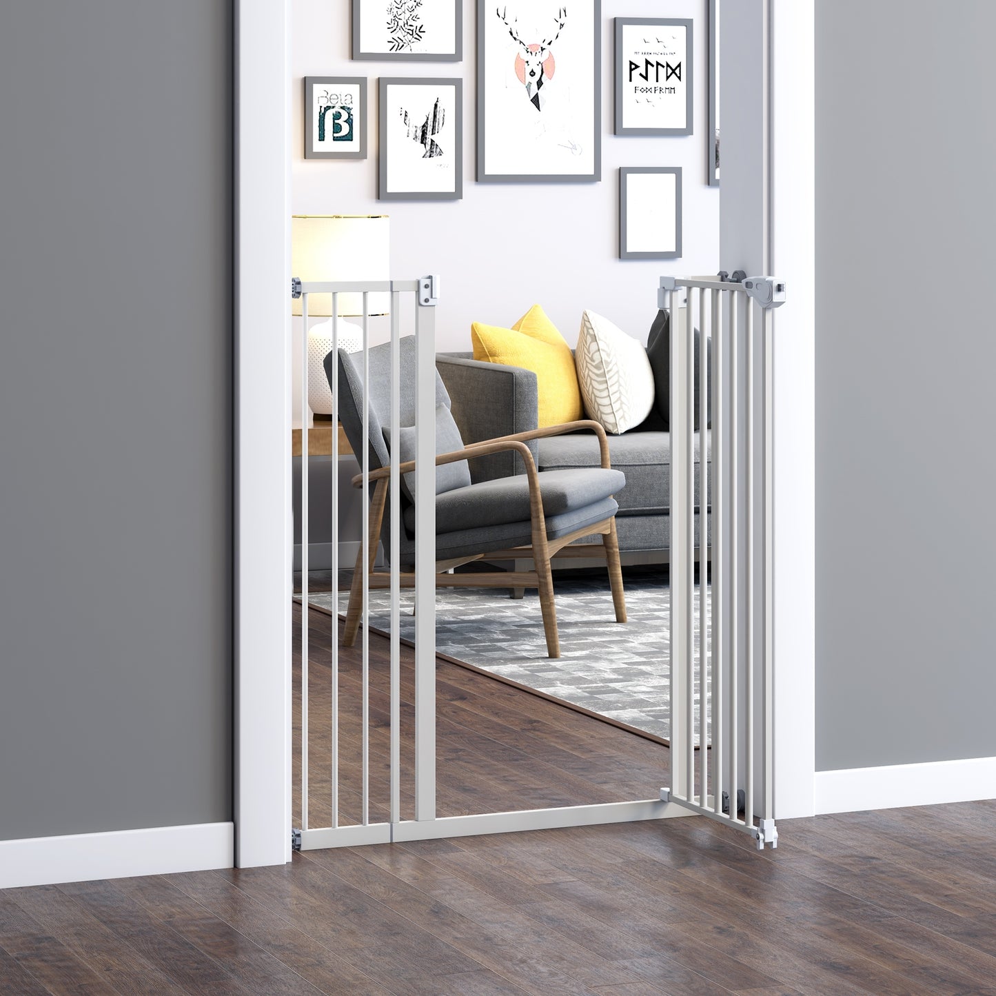 Pawhut Barrera De Seguridad Para Puertas Escaleras Perros Con Cierre Automático_1