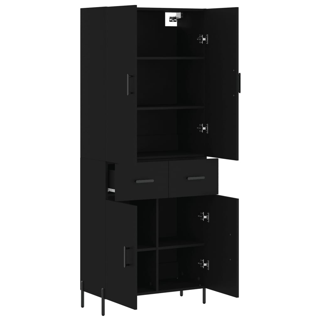 Aparador Alto Madera Contrachapada Negro 69,5x34x180 Cm_3
