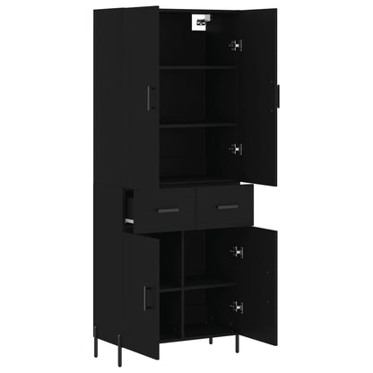 Aparador Alto Madera Contrachapada Negro 69,5x34x180 Cm_3