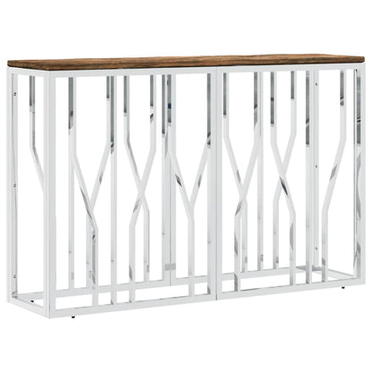 Mesa Consola Acero Inoxidable Y Madera Maciza Reciclada_0