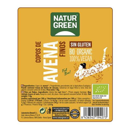Flocos de Aveia Fina Biológica NaturGreen Sem Glúten, 1 Kg